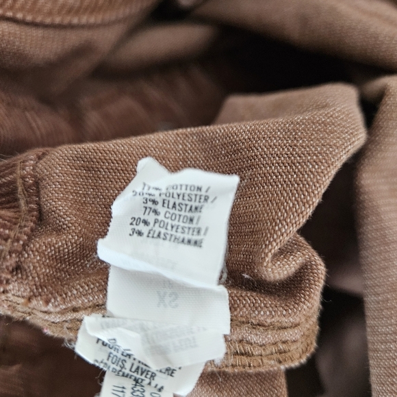 Aerie Straight Leg Overalls Brown Corduroy Raw Hem Crop Ankle Coveralls XS Small - Picture 7 of 7